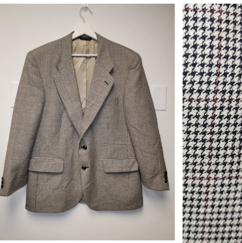 Vintage Burberrys Wool Houndstooth Blazer Saks Fifth Avenue Size Large